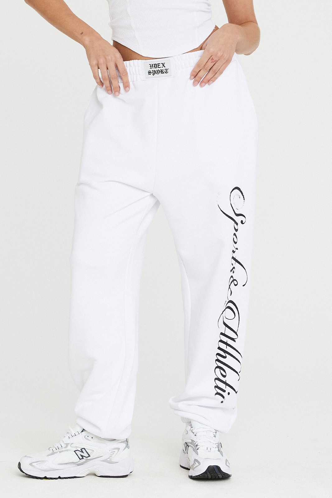 우먼스 레터링 와이드 조거 팬츠 (White)