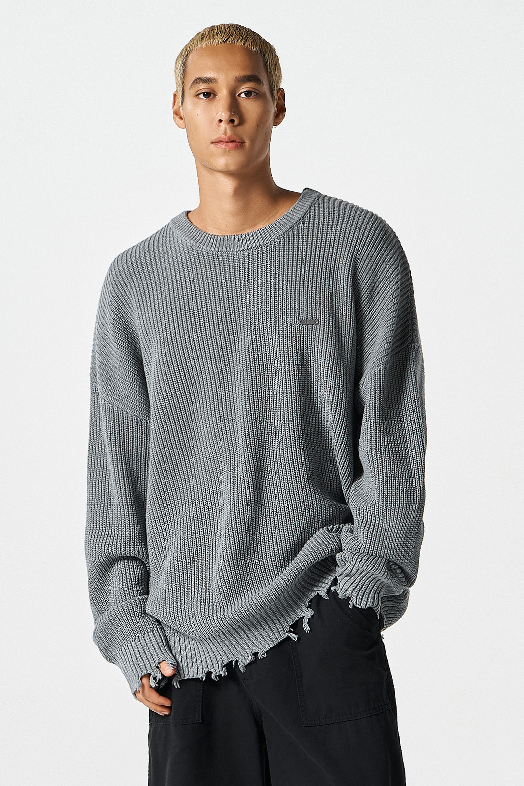 데미지 풀오버 니트 (Gray)